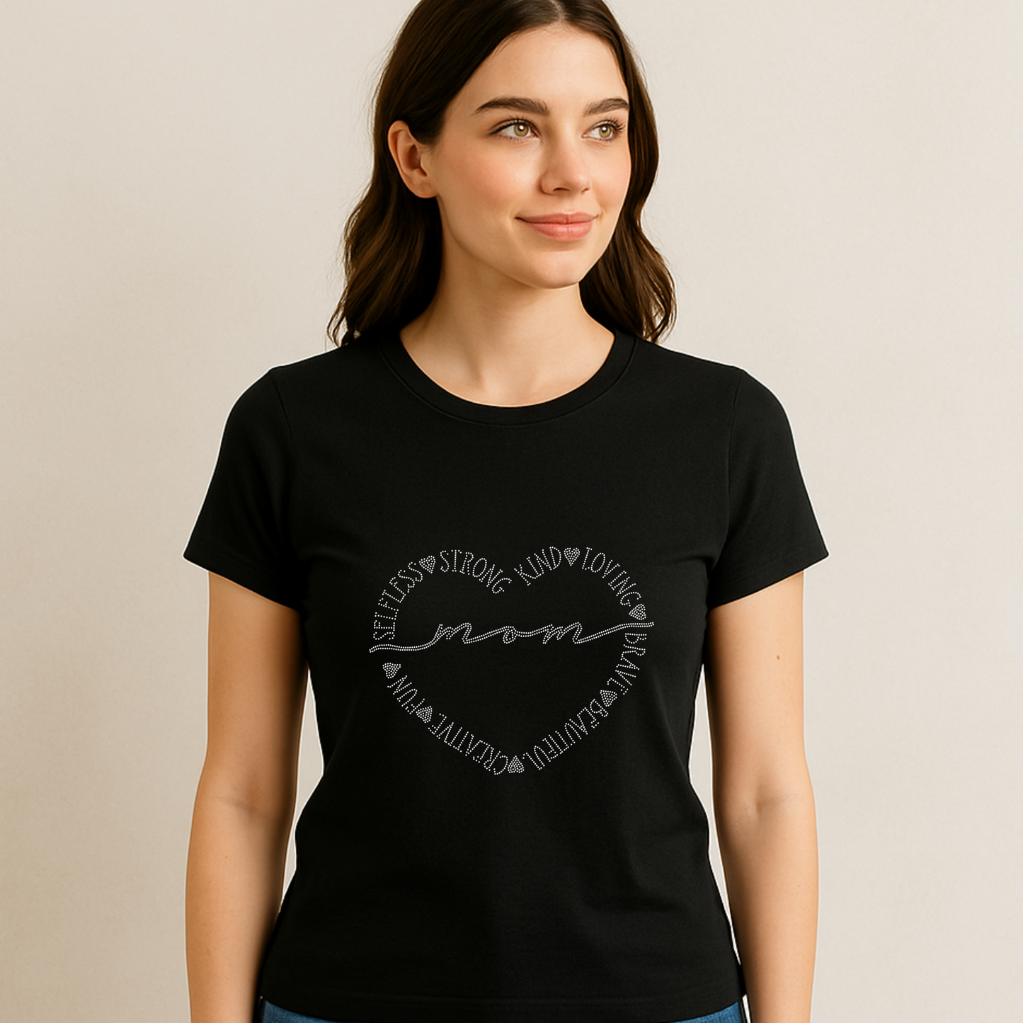 Custom Mother’s Day Rhinestone Shirt - Personalized Name Gift for Mom, Grandma, Nana - Sparkle Mother’s Day Tee, Bling Family Shirt