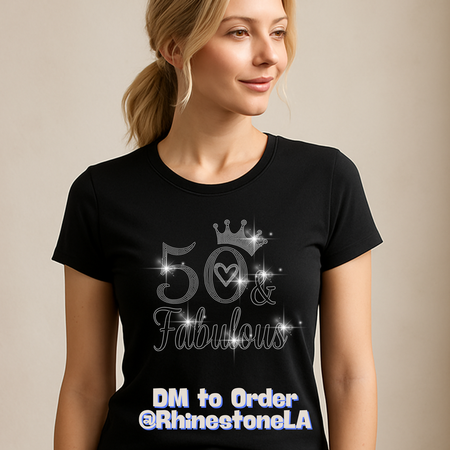 Birthday Rhinestone T-Shirt – 50 & Fabulous | Sparkly Birthday Shirt for Women | Milestone Birthday Tee | Chapter 50 Shirt | Vintage 1975 Shirt