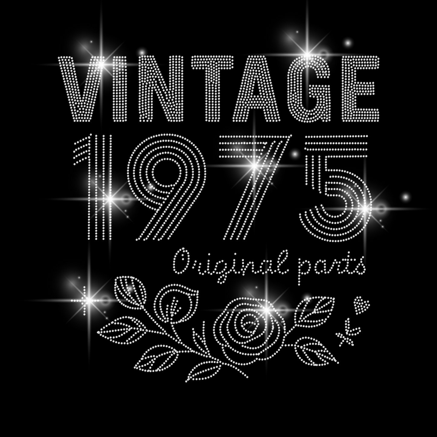 Birthday Rhinestone T-Shirt – 50 & Fabulous | Sparkly Birthday Shirt for Women | Milestone Birthday Tee | Chapter 50 Shirt | Vintage 1975 Shirt