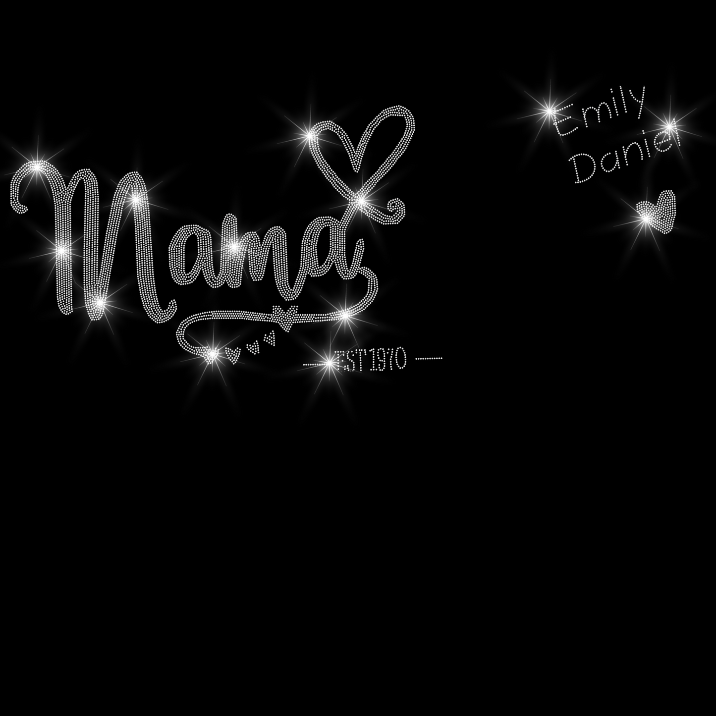 Custom Mother’s Day Rhinestone Shirt - Personalized Name Gift for Mom, Grandma, Nana - Sparkle Mother’s Day Tee, Bling Family Shirt