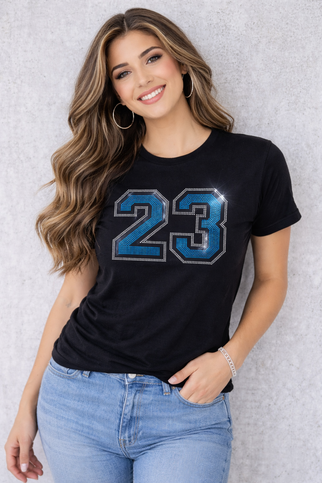 Custom Cheerleader Number Rhinestone Design – Personalized Jersey Numbers (Transfer or Black Apparel)