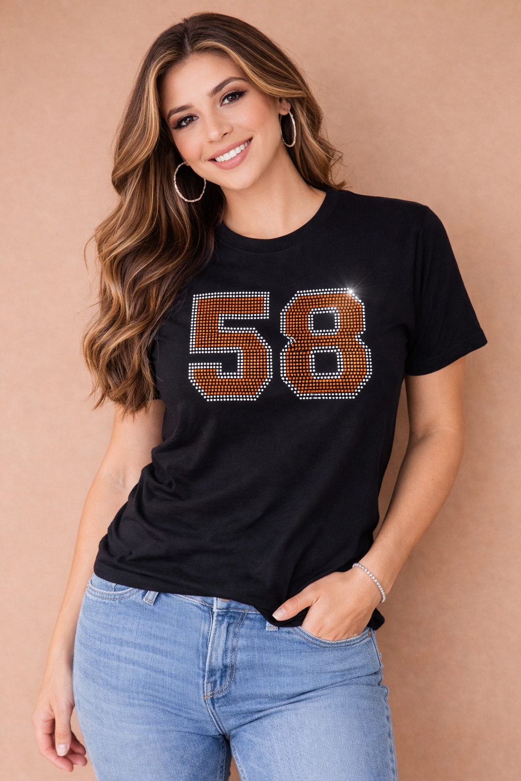 Custom Sport Number Rhinestone Design – Bold Athletic Jersey Numbers (Transfer or Black Apparel)