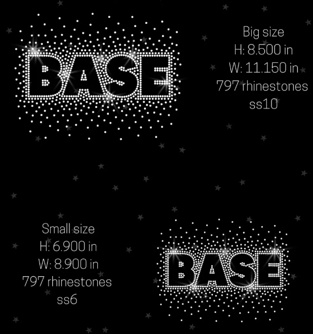 BASE rhinestone design Small and Big size specifications