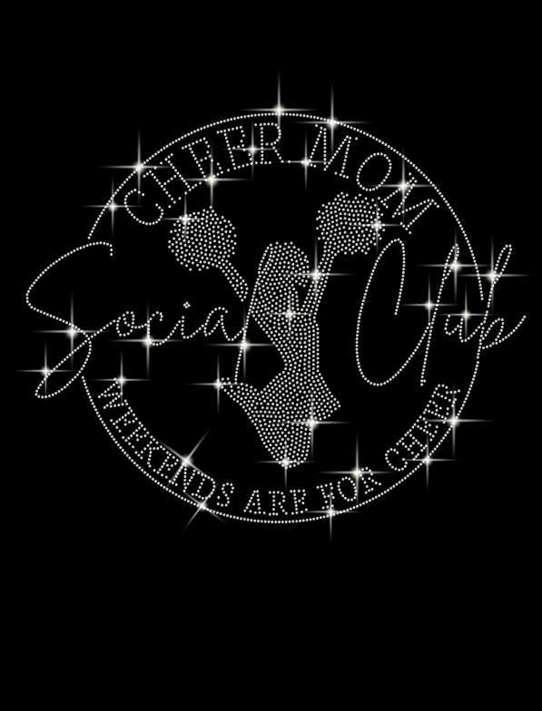 Custom Cheer Mom Social Club Rhinestone Shirt - Weekend for Cheer - Personalized Name & Cheerleader Sleeve Design - Cheer Mom Tee