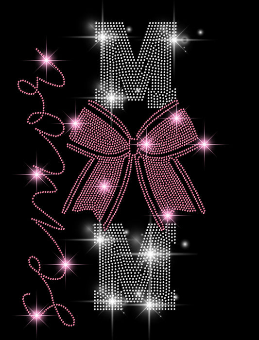 Senior Mom Rhinestone Cheer Shirt - Custom Rhinestone Color - Cheer Bow Senior Mom Shirt, Cheerleading Graduation Gift, Cheer Mom Apparel