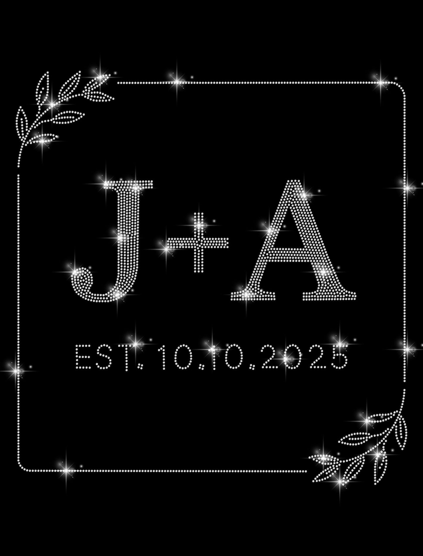 Custom Couple Initials Rhinestone Shirt - Personalized Monogram + Date - Wedding Gift, EST Anniversary Tee, Engagement Gift Shirt