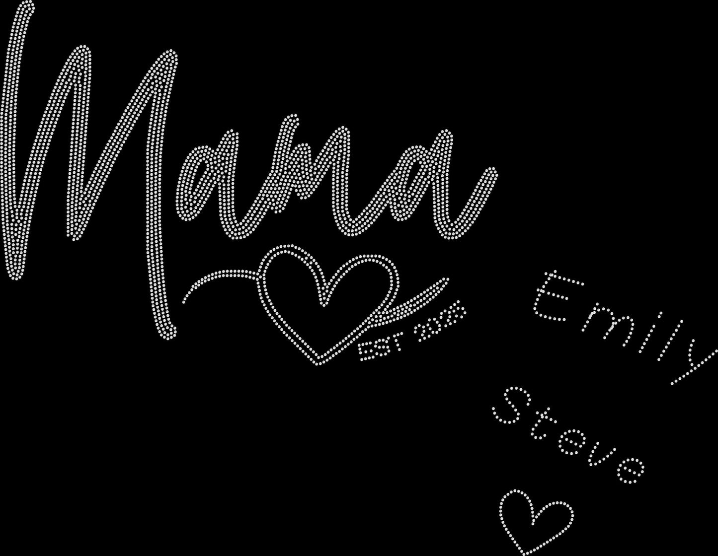 Custom Mom Heart Rhinestone Shirt, Personalized Sleeve with Kids' Names in Heart, Mom Gift, Mother's Day Rhinestone Shirt, Family Tee