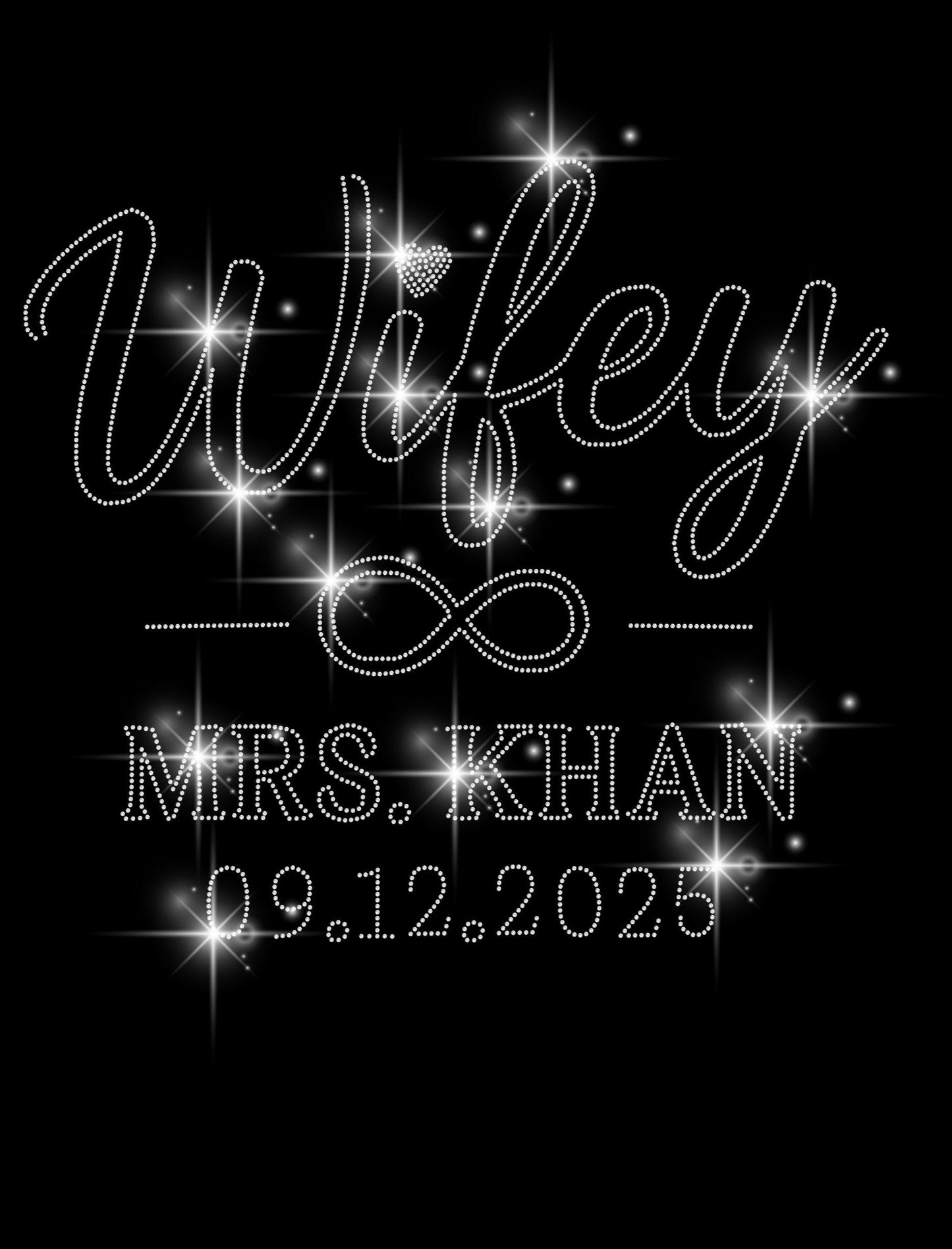 Custom Wifey Rhinestone Shirt - Personalized Mrs. Name & Wedding Date - Bride Gift, Honeymoon Shirt, Newlywed Sparkle Tee