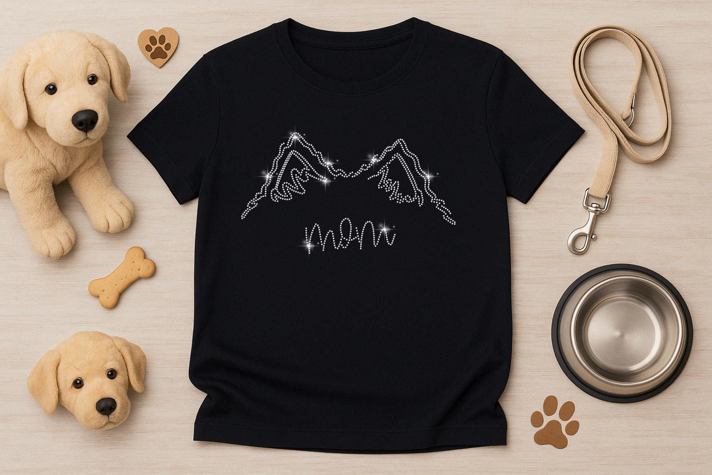 Custom Dog Ear Rhinestone Shirt - Pick Your Dog Breed & Add Name or Text - Dog Mom Shirt, Dog Dad Gift, Personalized Pet Lover Tee