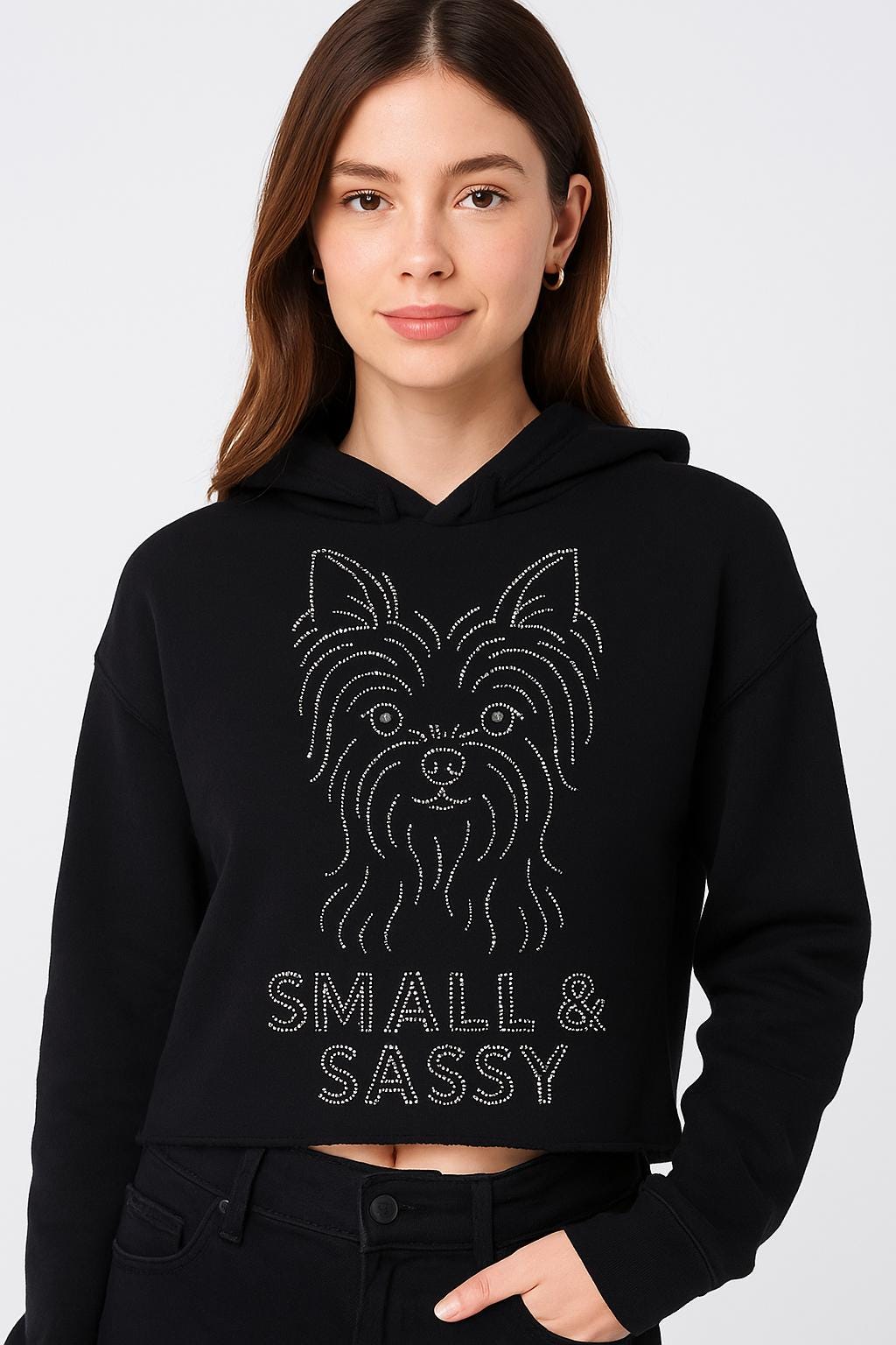 Custom Rhinestone Dog Hoodie or T-Shirt Sparkly Pet Lover Apparel Poodle, Yorkie, Retriever, Schnauzer More Women’s Crop Hoodie Men’s Tee