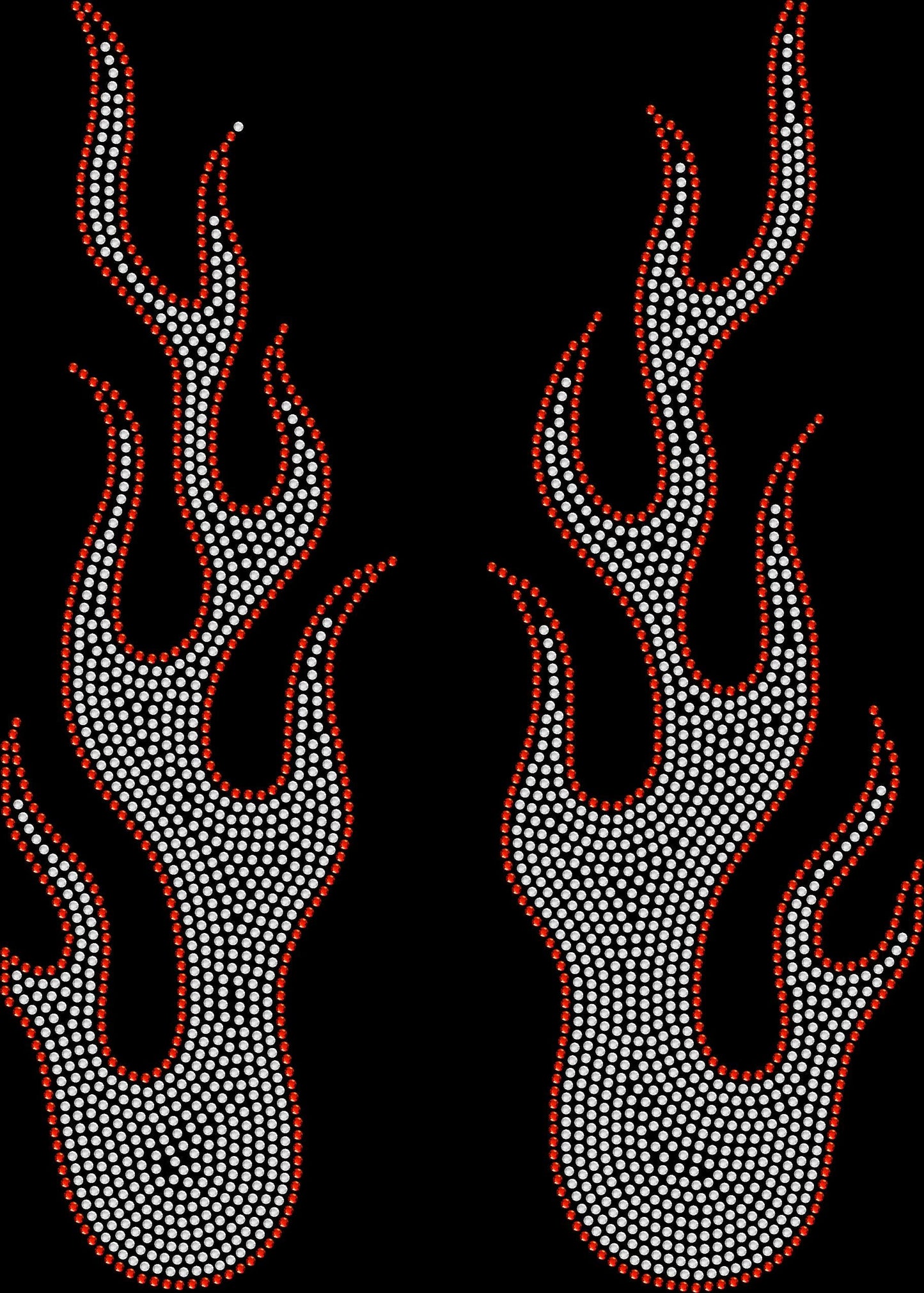 Rhinestone Flame Sleeve Transfers – Pair of 3.5"x 10.85" Hotfix Iron-On Patches – Crystal Bling for Jackets, Hoodies, DIY Clothing