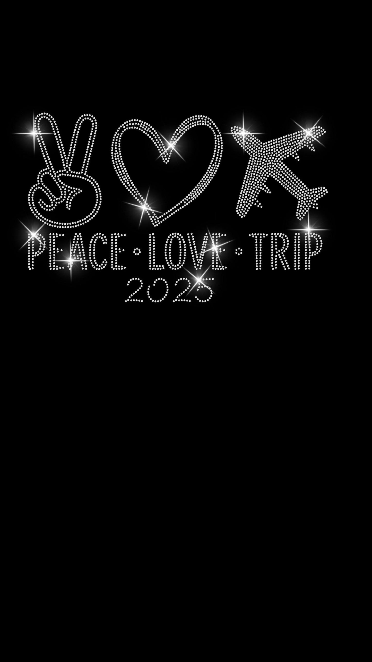 Girls Trip Rhinestone Shirt - 4 Sparkle Designs - Let’s Go Girls, Peace Love Trip, Girls On The Loose, Palm Paradise Tee, 2025 Travel Shirt