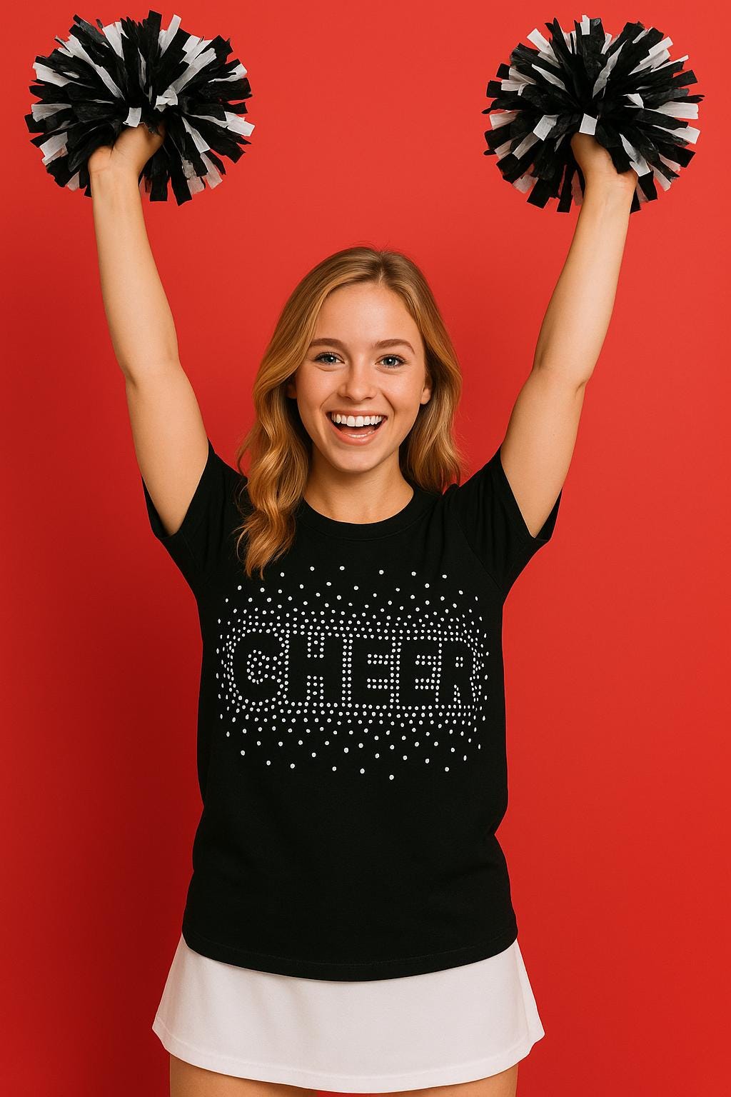 CHEER Rhinestone Iron-On Transfer – 11"x7" SS10 Hotfix Design for Cheer Team Shirts, Competition Outfits, Practice Gear, DIY Apparel