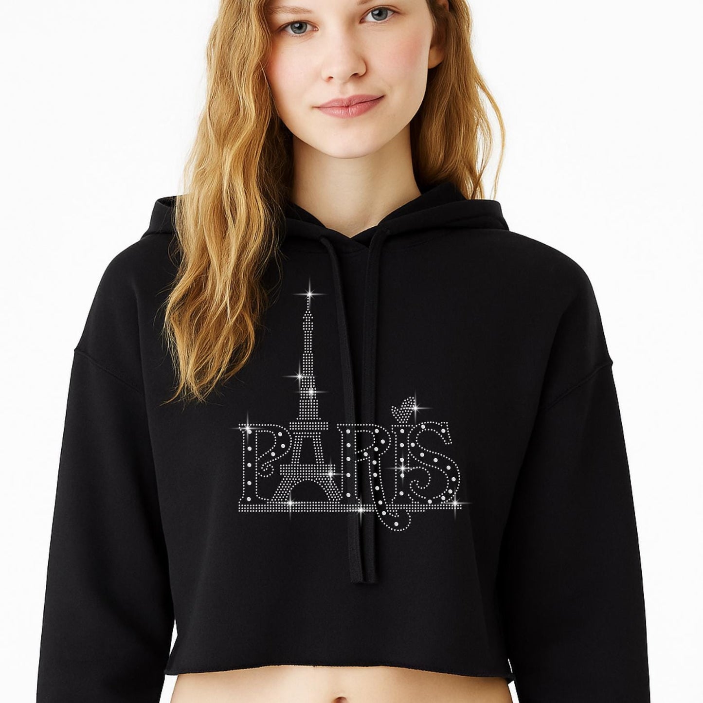 Paris Rhinestone Transfer SS6 SS20 | Eiffel Tower Iron-On | T-Shirt, Crop Top, Hoodie, Crop Hoodie, Micro Rib Tee, DIY Sparkle