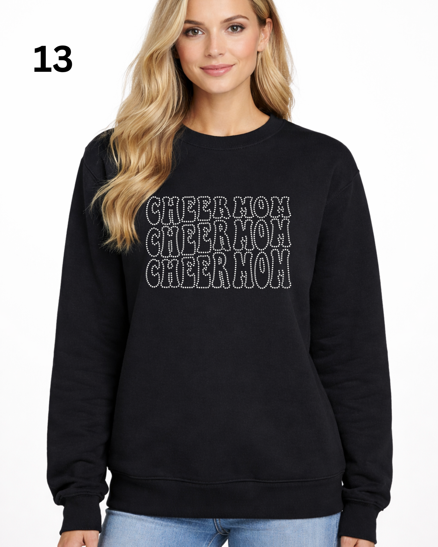Cheer Mom Rhinestone Shirt – Sparkle Spirit Wear (Transfer or Black Apparel)