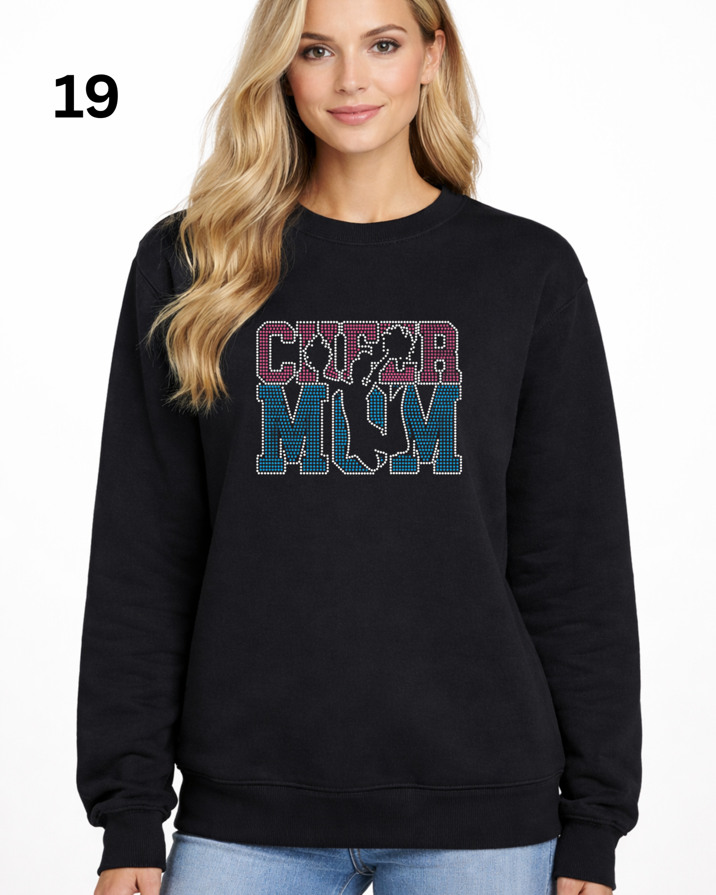 Cheer Mom Rhinestone Shirt – Sparkle Spirit Wear (Transfer or Black Apparel)