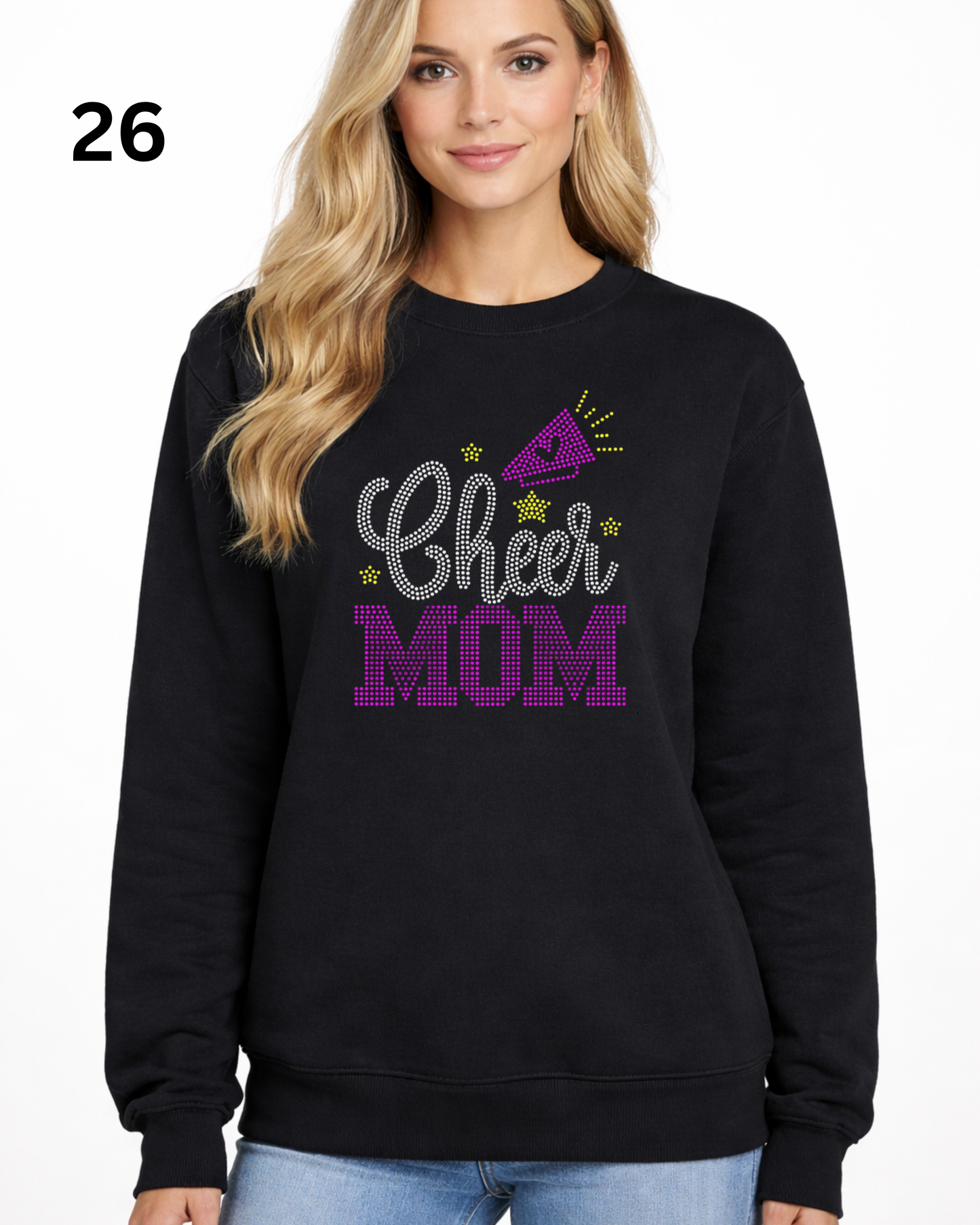 Cheer Mom Rhinestone Shirt – Sparkle Spirit Wear (Transfer or Black Apparel)