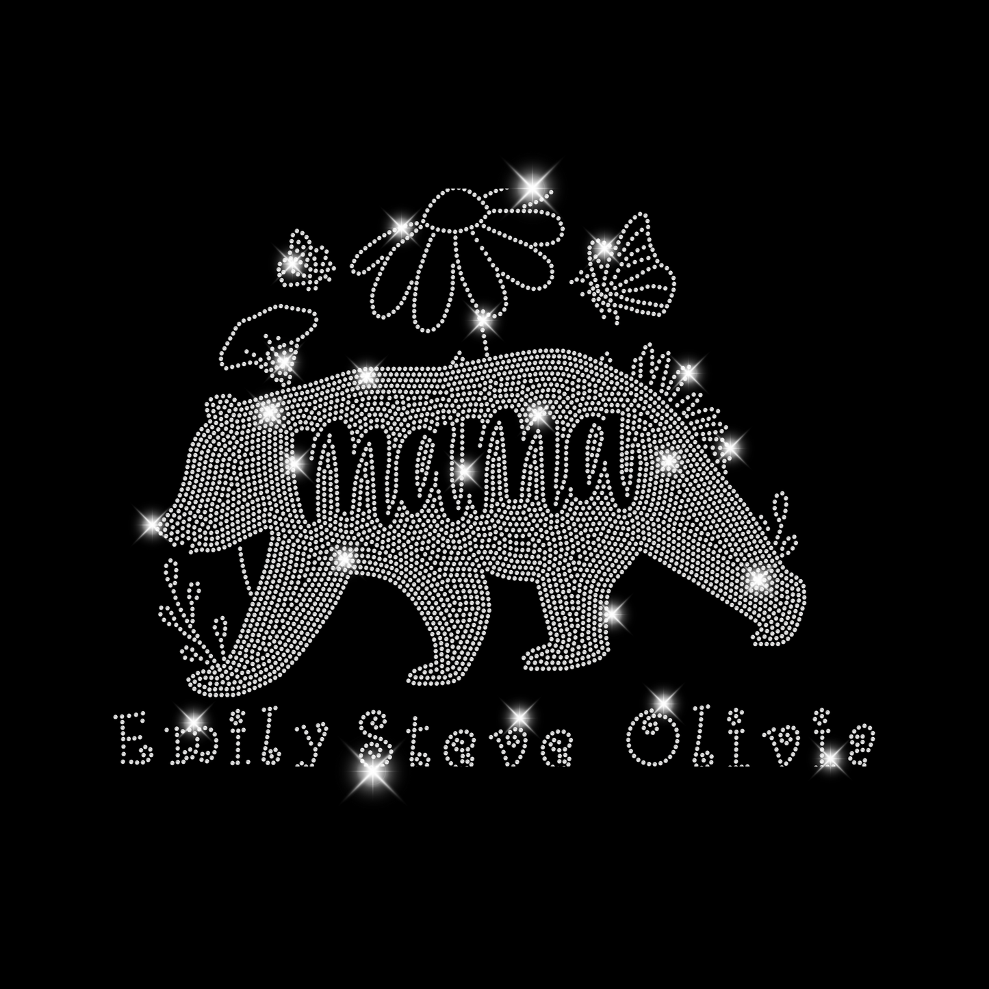 Custom Mother’s Day Rhinestone Shirt - Personalized Name Gift for Mom, Grandma, Nana - Sparkle Mother’s Day Tee, Bling Family Shirt