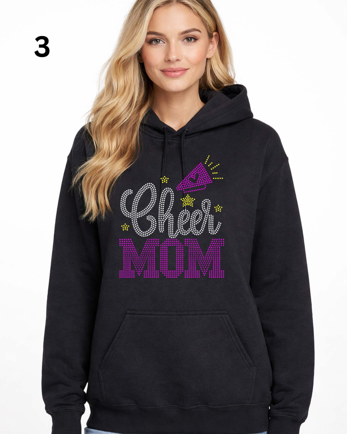 Cheer Mom Rhinestone Shirt – Sparkle Spirit Wear (Transfer or Black Apparel)
