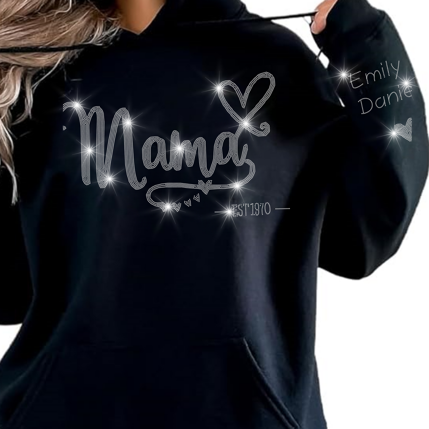 Custom Mother’s Day Rhinestone Shirt - Personalized Name Gift for Mom, Grandma, Nana - Sparkle Mother’s Day Tee, Bling Family Shirt