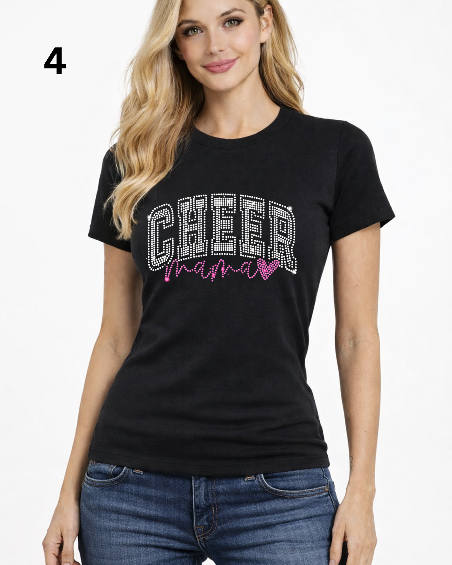 Cheer Mom Rhinestone Shirt – Sparkle Spirit Wear (Transfer or Black Apparel)