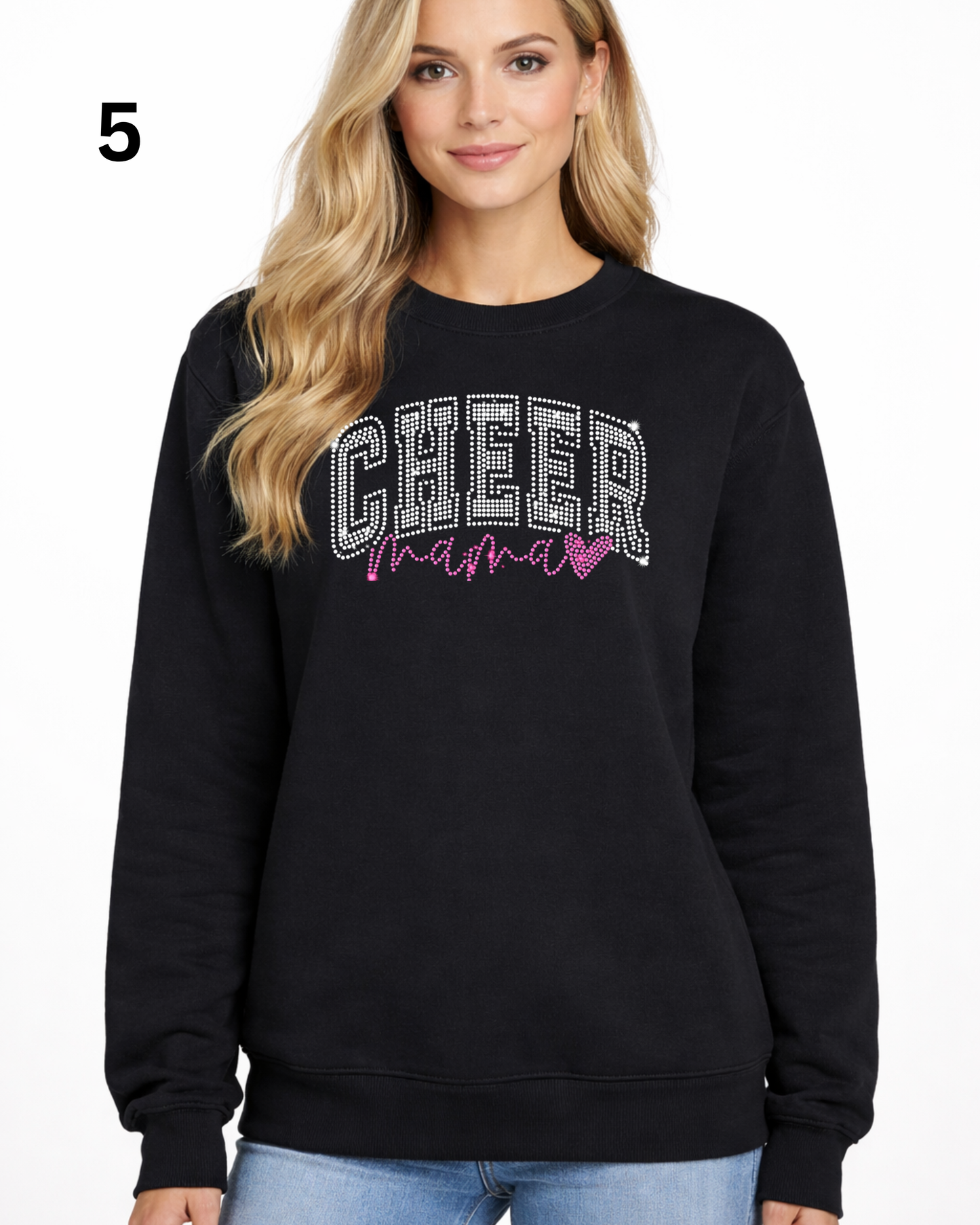 Cheer Mom Rhinestone Shirt – Sparkle Spirit Wear (Transfer or Black Apparel)