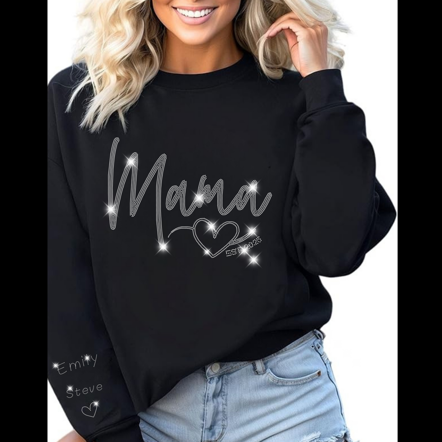 Custom Mother’s Day Rhinestone Shirt - Personalized Name Gift for Mom, Grandma, Nana - Sparkle Mother’s Day Tee, Bling Family Shirt