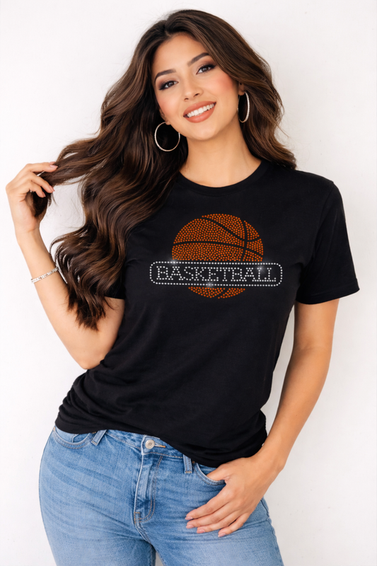 Rhinestone Basketball Design – Transfer or Black Apparel Options (SS10)