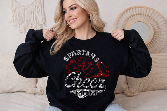 Custom Team Name Cheer Mom Rhinestone Design – Transfer or Black Apparel