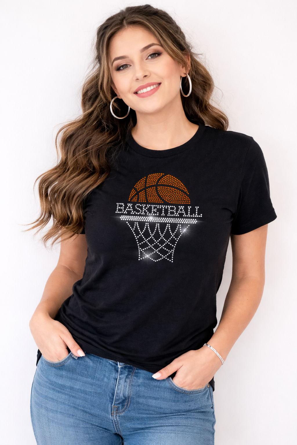 Rhinestone Basketball Hoop – Transfer or Black Apparel Options