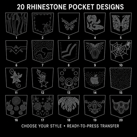 Rhinestone Pocket Design Transfer – Choose From 20 Styles