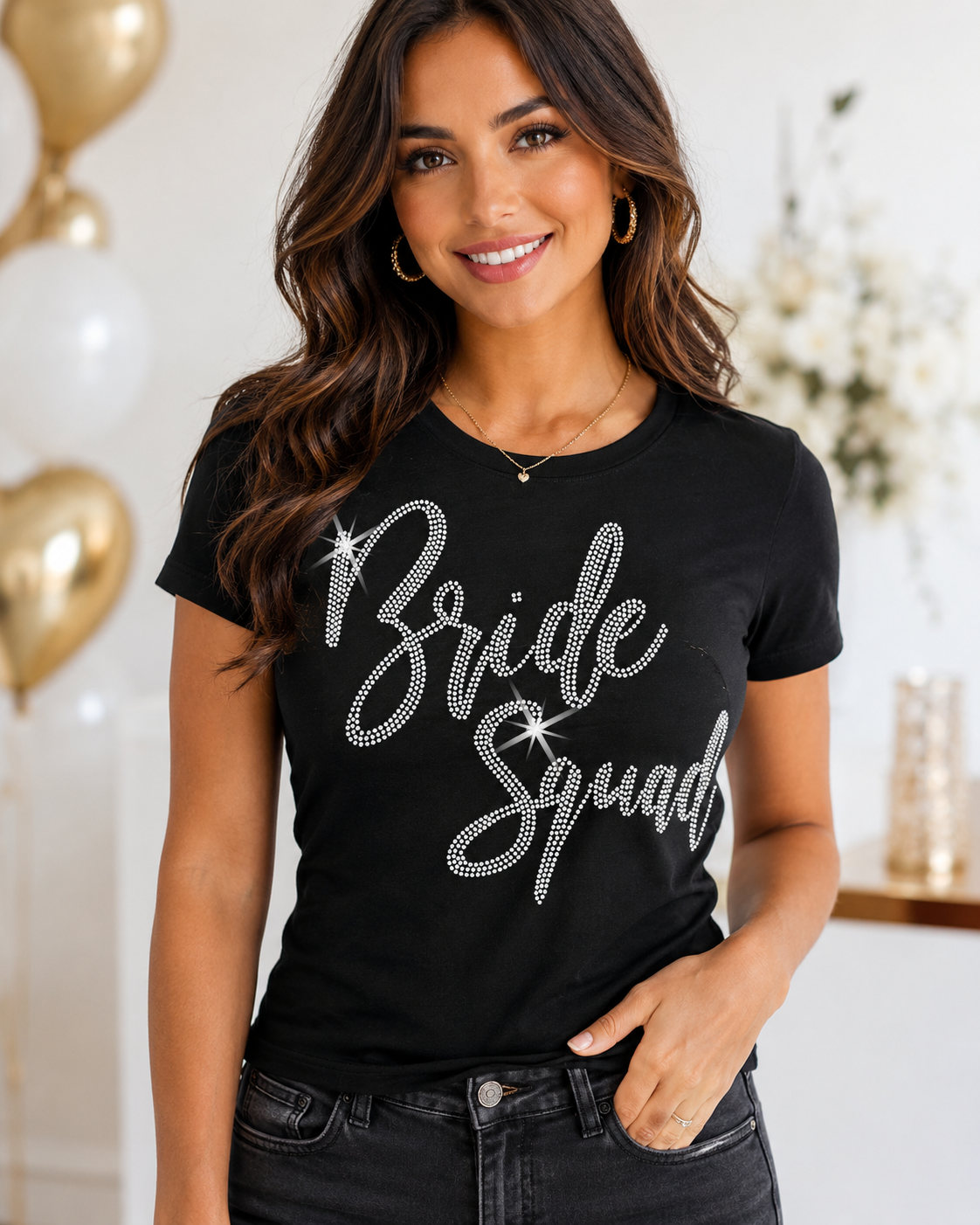 Bachelorette party rhinestone T-shirt design