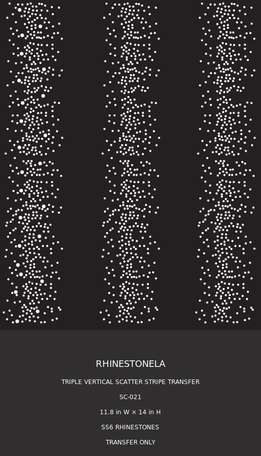 Exact SC-021 triple vertical scatter stripe SS6 rhinestone transfer