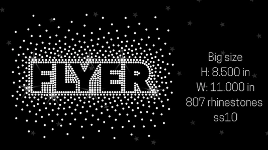 Flyer big rhinestone design, 8.5 by 11 inches, 807 SS10 rhinestones