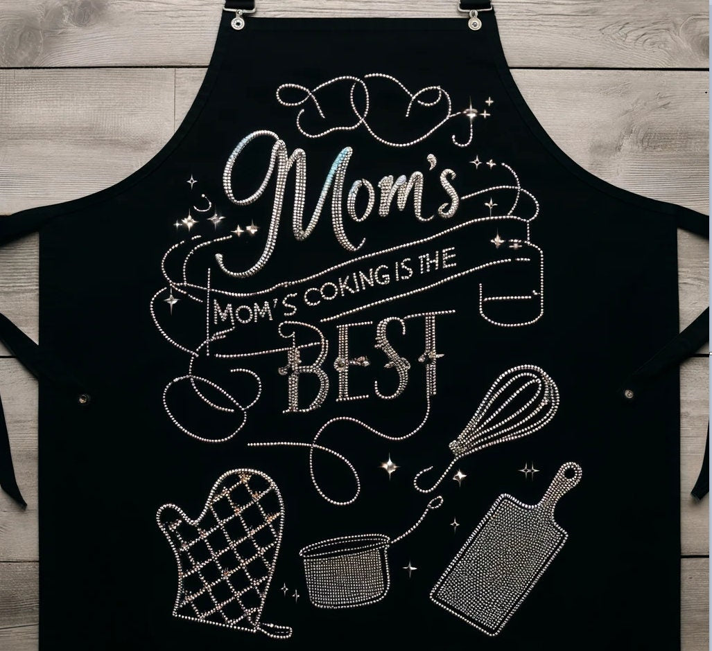 Custom Rhinestone Apron - Personalize Your Sparkling  Line Art Design