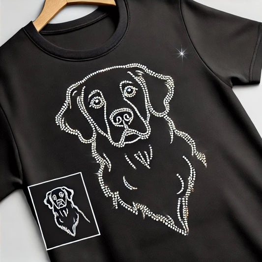 Premium Rhinestone Dog Breed T-Shirts – Sparkling Custom Designs for Dog Lovers Golden Retriever, Labrador, French Bulldog, Poodle & More