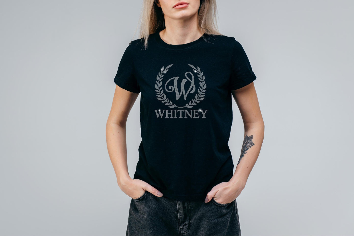 Personalized Name Rhinestone T-Shirt - Customizable Sparkly Design for Any Name