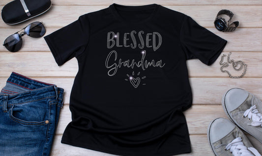 Blessed Grandma Rhinestone T-Shirt - Sparkling Mother's Day Gift for Grandma - Cute Grandmother Graphic Tee