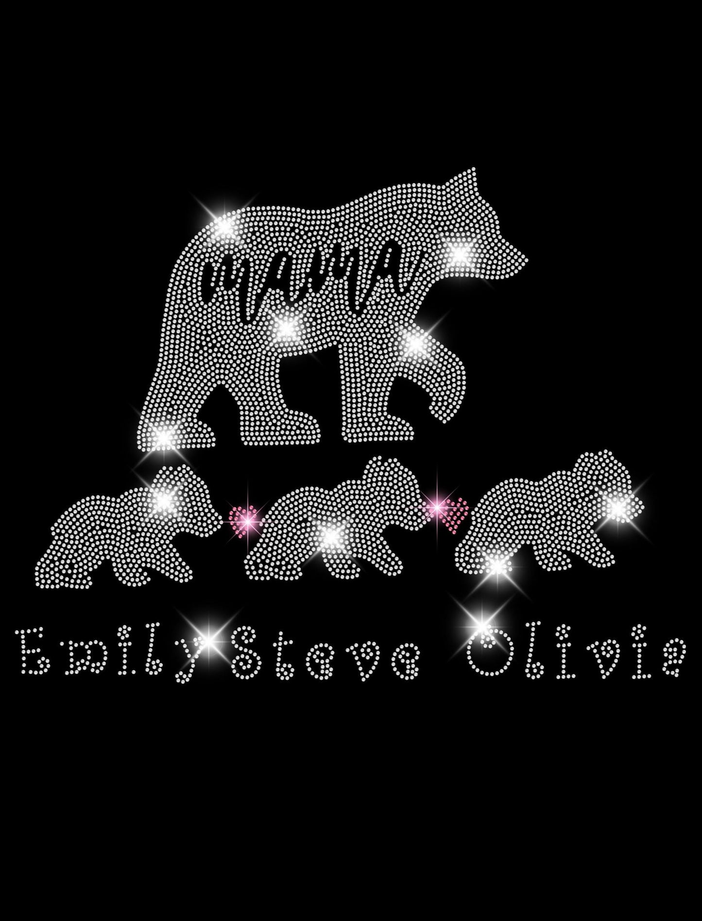 Custom Mama Bear with Cubs Rhinestone Shirt - Personalized Kids Names Mama Bear Tee, Mother's Day Shirt, Family Bear Shirt, Mom Gift