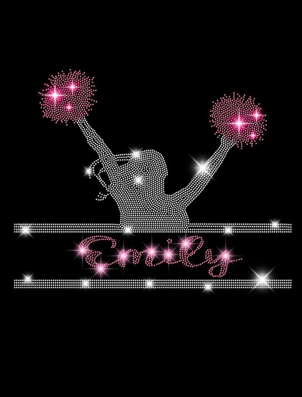 Custom Cheerleader Rhinestone Shirt with Personalized Name - Cheerleader Girl Tee, Cheer Team Gift, Cheer Mom Shirt, Cheerleading Gift