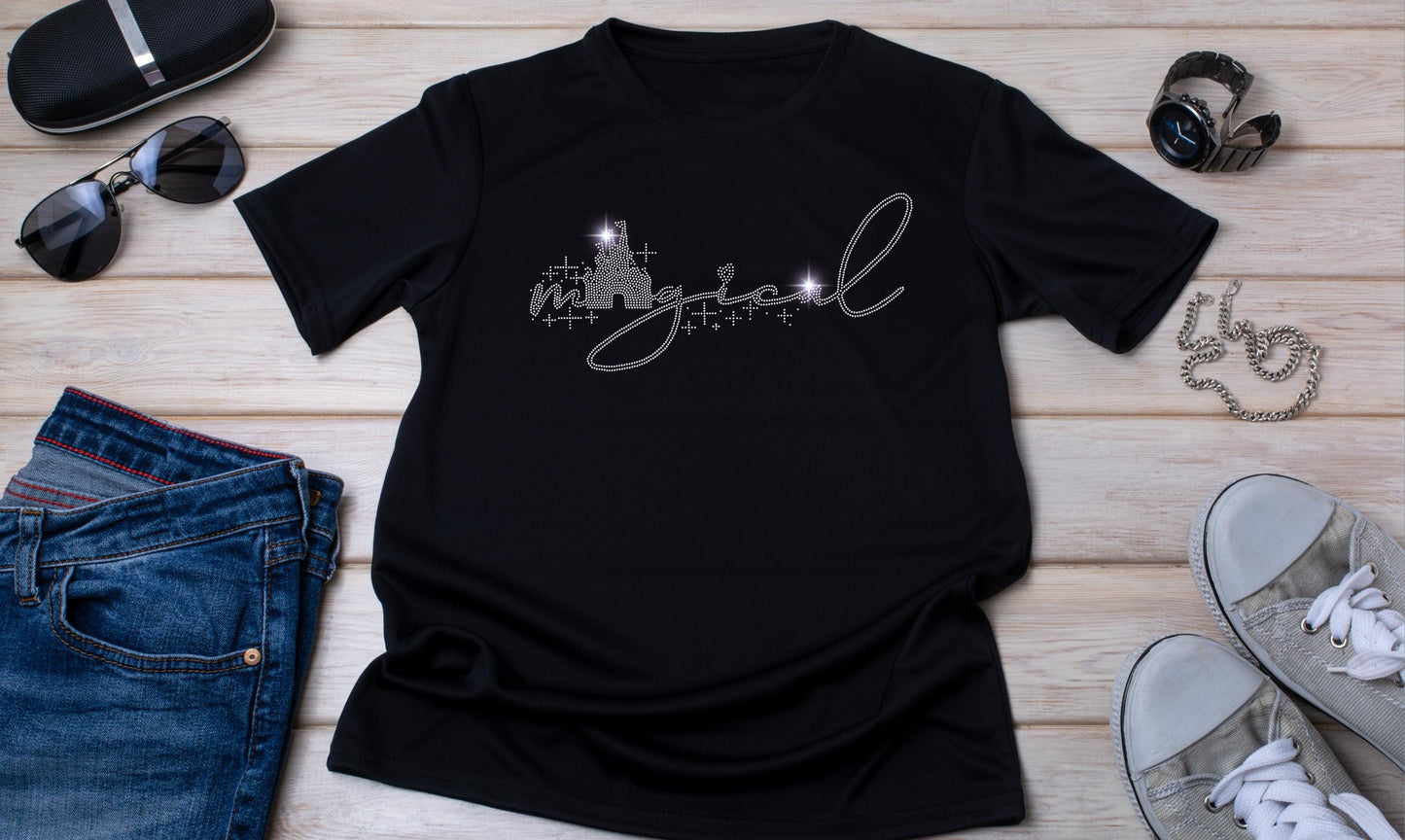 Magical Rhinestone T-Shirt - Sparkling Magic Lover Gift Tee - Fantasy Inspired Graphic Tee for Women - Cute Mystical Fairycore, Magical Gift