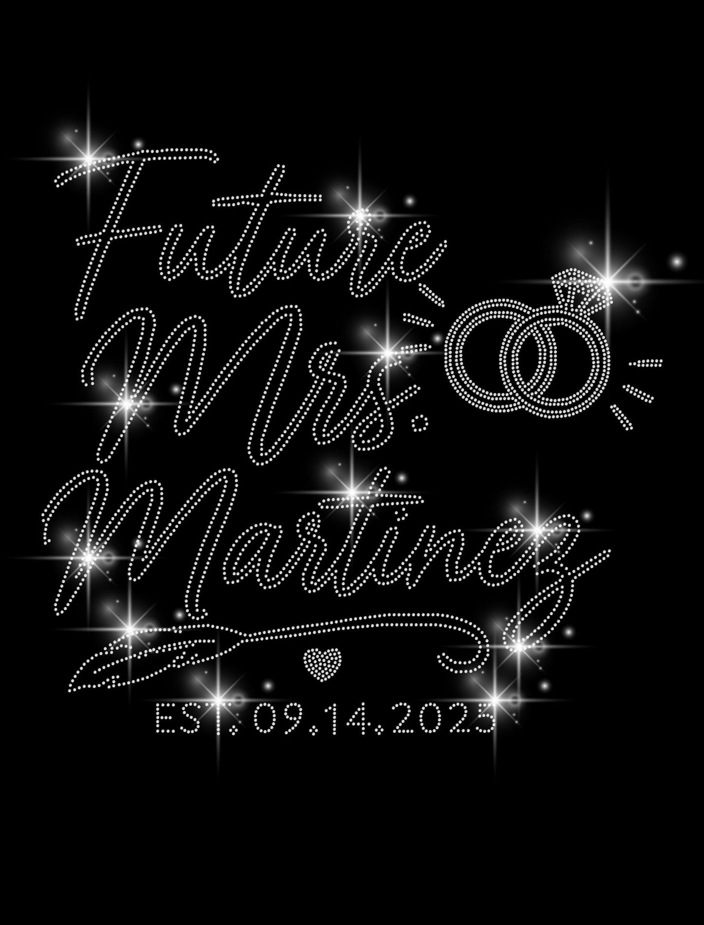Future Mrs. Rhinestone Shirt - Personalized Last Name & Wedding Date - Bride Gift, Engagement Shirt, Custom Bridal Shower Tee