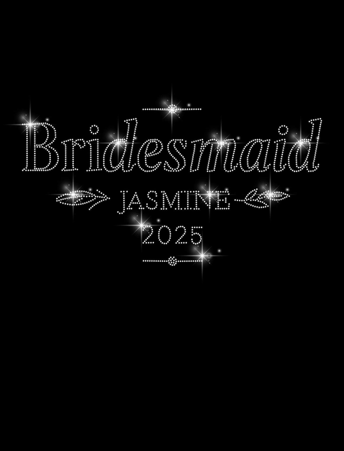 Bridesmaid Rhinestone Shirt - Personalized Name & Wedding Year - Custom Bridal Party Gift, Sparkle Bridesmaid Tee, Wedding Crew Shirt