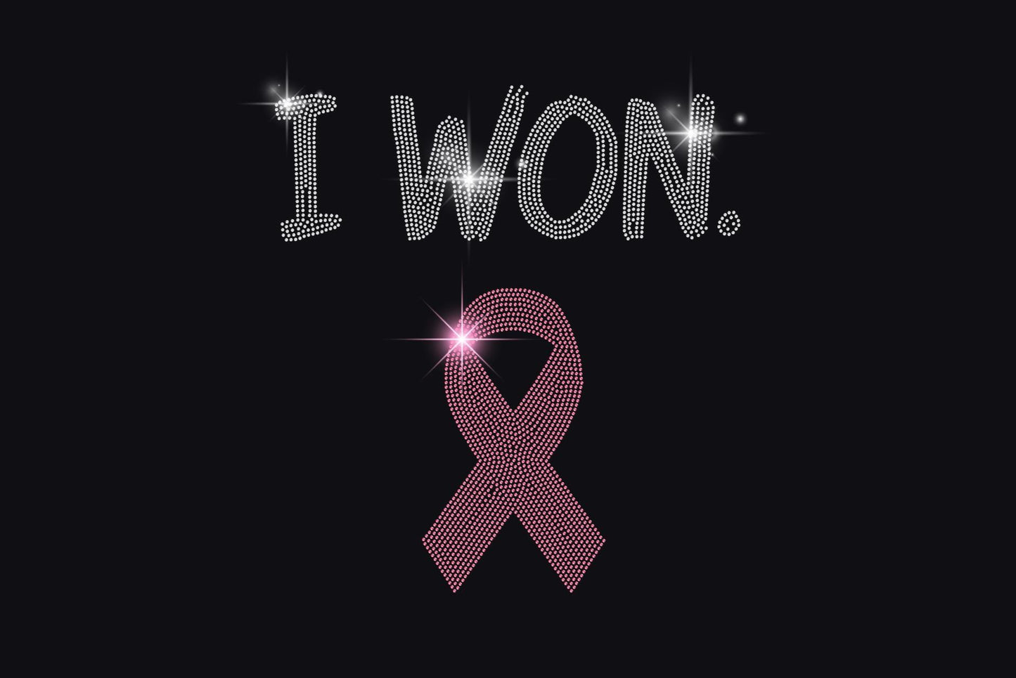 I WON. Rhinestone Survivor Shirt - Pink Ribbon Cancer Victory Tee - Breast Cancer Awareness Gift, Survivor Celebration Shirt