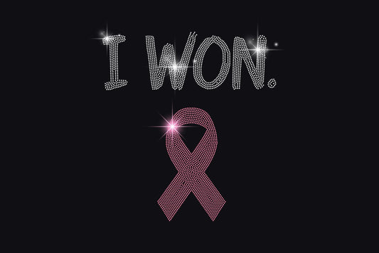 I WON. Rhinestone Survivor Shirt - Pink Ribbon Cancer Victory Tee - Breast Cancer Awareness Gift, Survivor Celebration Shirt