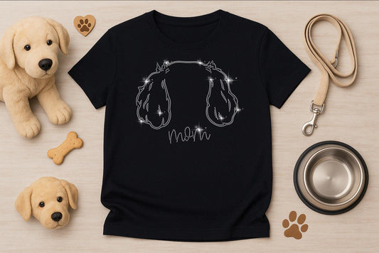 Custom Dog Ear Rhinestone Shirt - Pick Your Dog Breed & Add Name or Text - Dog Mom Shirt, Dog Dad Gift, Personalized Pet Lover Tee