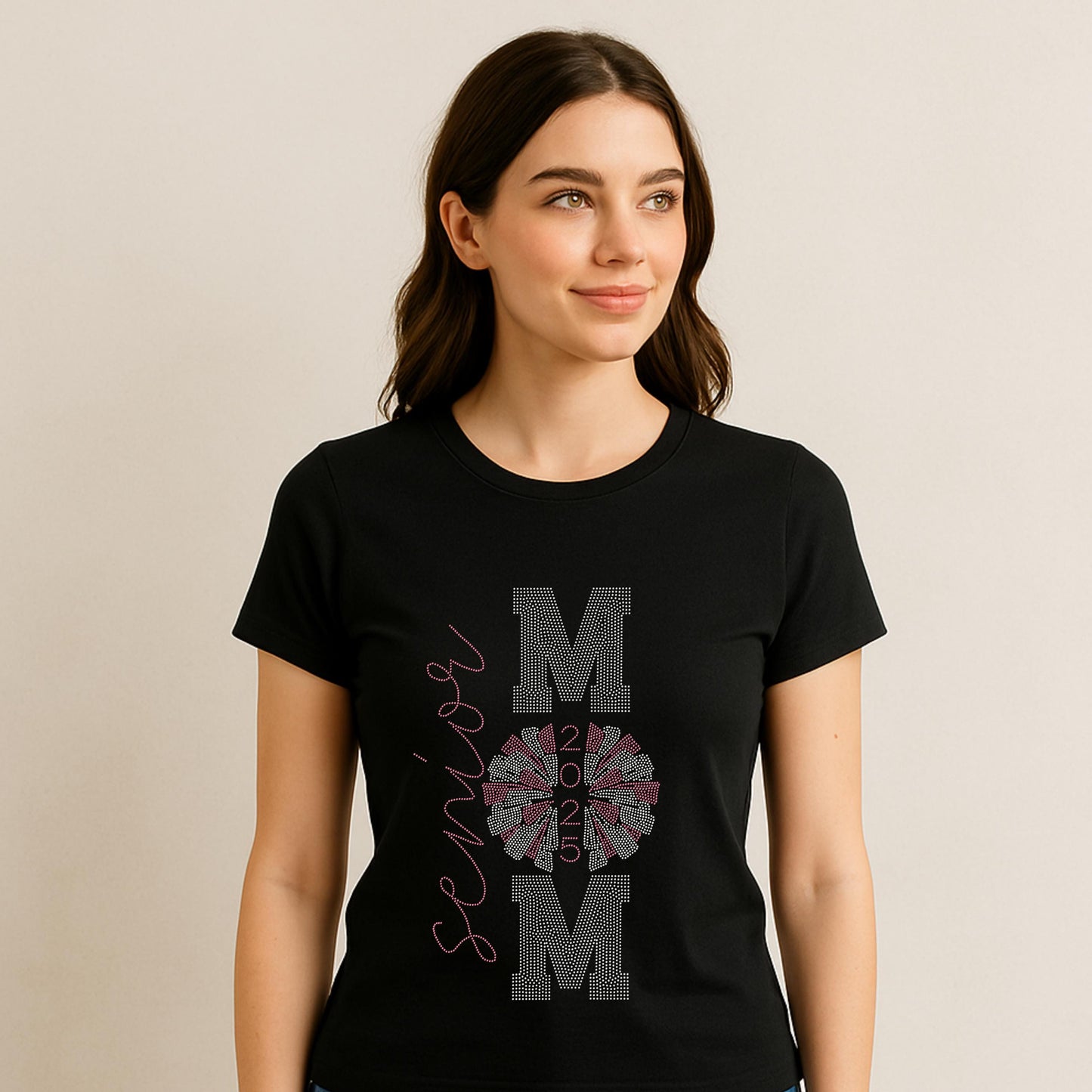 Custom Cheer Mom Rhinestone Shirt - 10 Cheer Designs - Personalized Team Name or Title, Cheerleading Support Bling Shirt, Cheer Squad Gift