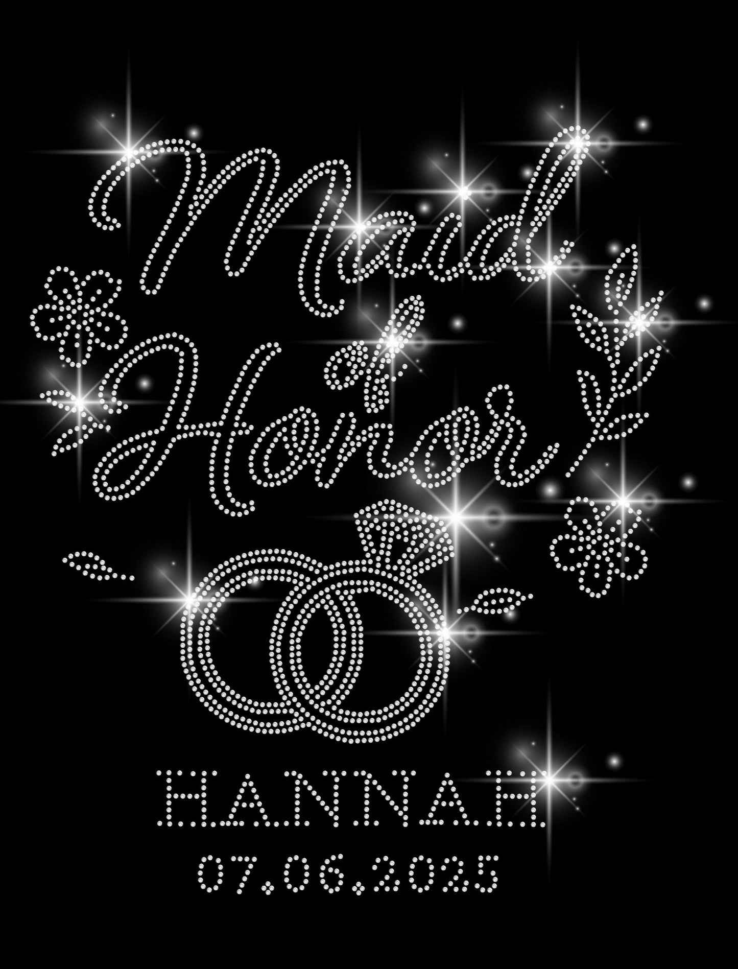 Custom Maid of Honor Rhinestone Shirt - Personalized Name - Bridal Party Gift, Wedding Day Tee, Sparkle Maid of Honor Top