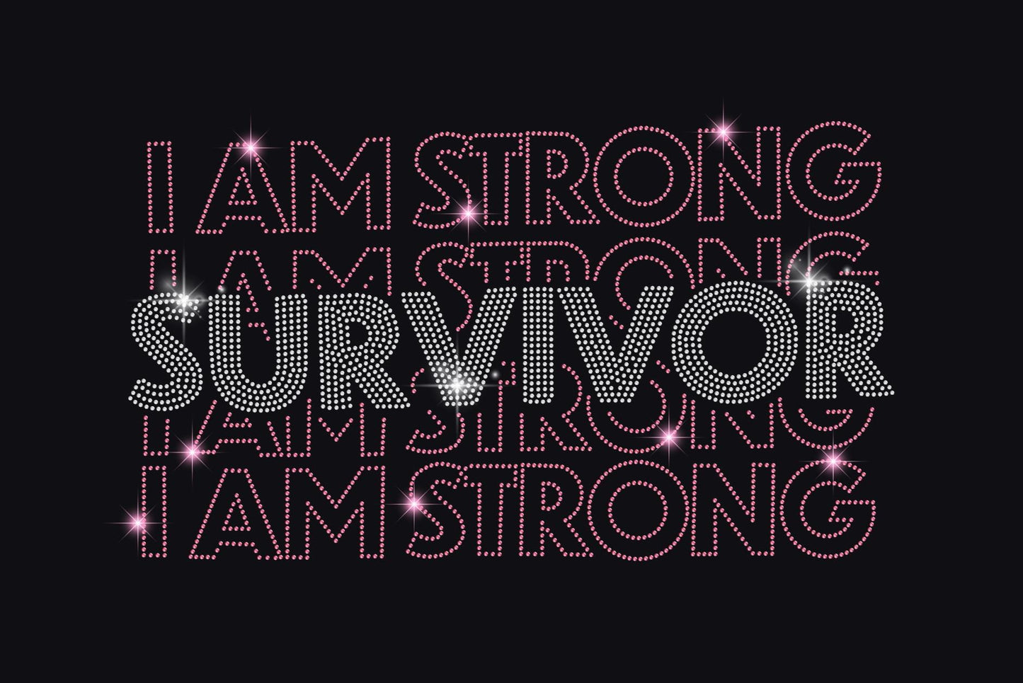 Survivor I Am Strong Rhinestone Shirt - Breast Cancer Awareness Tee - Sparkle Survivor Gift, Cancer Warrior Apparel, Empowerment Shirt