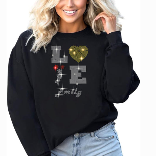Custom Cheer Mom Rhinestone Shirt - 10 Cheer Designs - Personalized Team Name or Title, Cheerleading Support Bling Shirt, Cheer Squad Gift